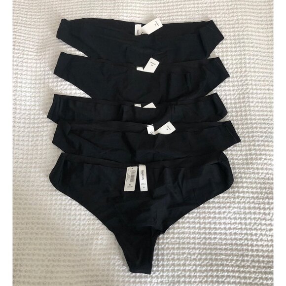 NWT GapBody No Show Thong, Black 5-piece set, XL - Picture 1 of 5